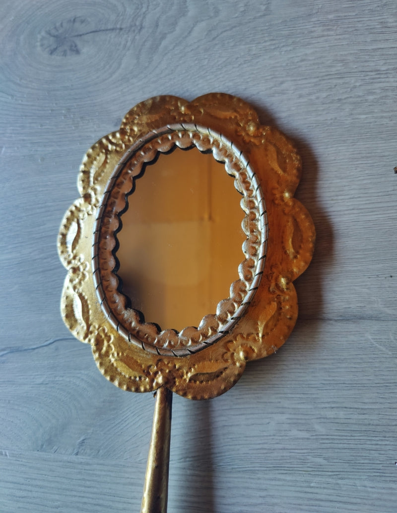 Vintage Gold leaf hand mirror