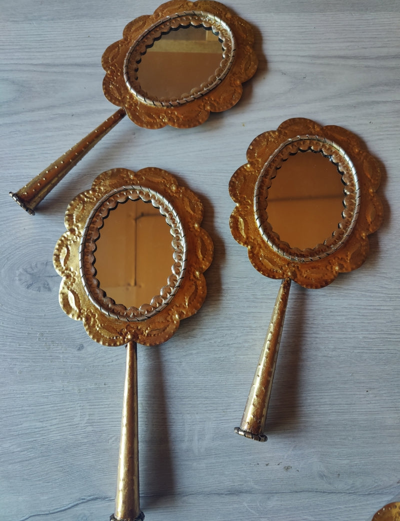 Vintage Gold leaf hand mirror