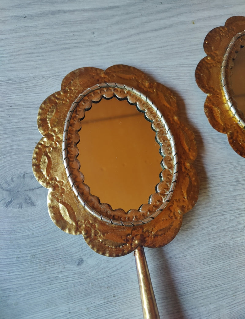 Vintage Gold leaf hand mirror