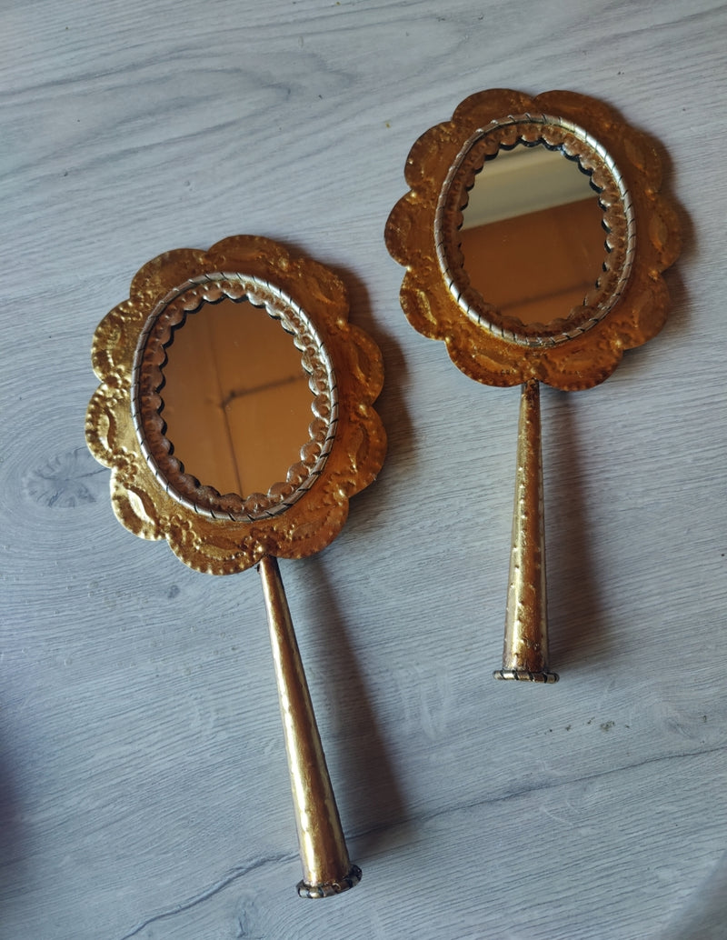 Vintage Gold leaf hand mirror