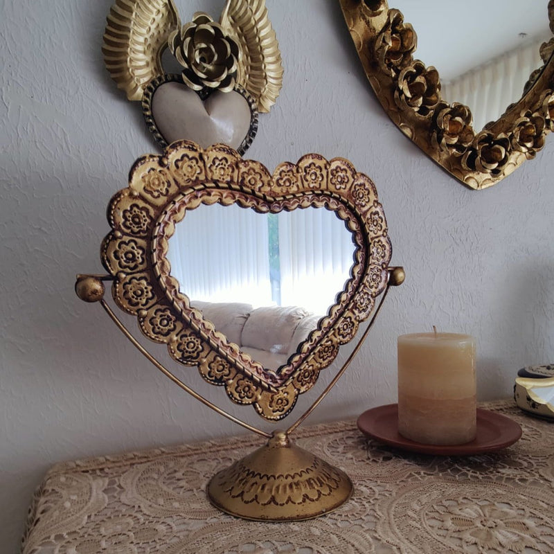 Amorcito Corazon Mirror Antique Gold